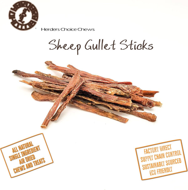 Herders Choice Natural Lamb Gullet Treats for Dogs Air-Dried Single Ingredient  No Artificial Additive
