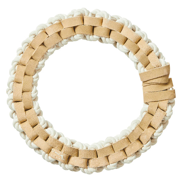 FAD Leather & Cotton Dog Toy - Ring Shape for Tug & Play