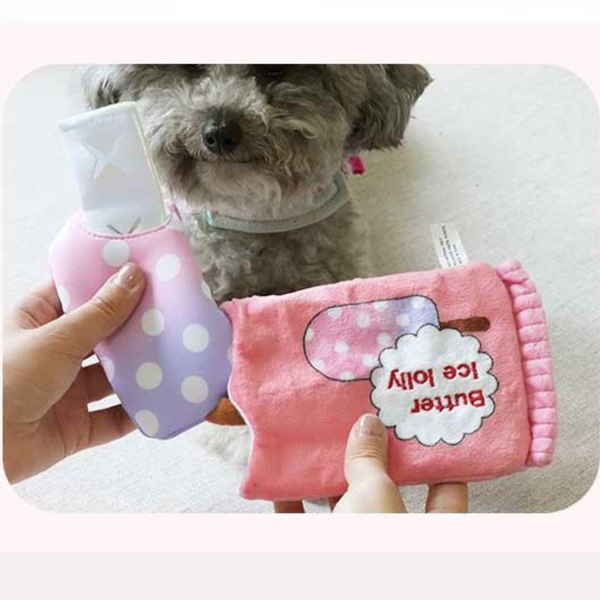 Fetch  AZO - Free  Hide-and-Seek Ice Lolly Plush Puzzle Interactive Toy for Dogs & Cats