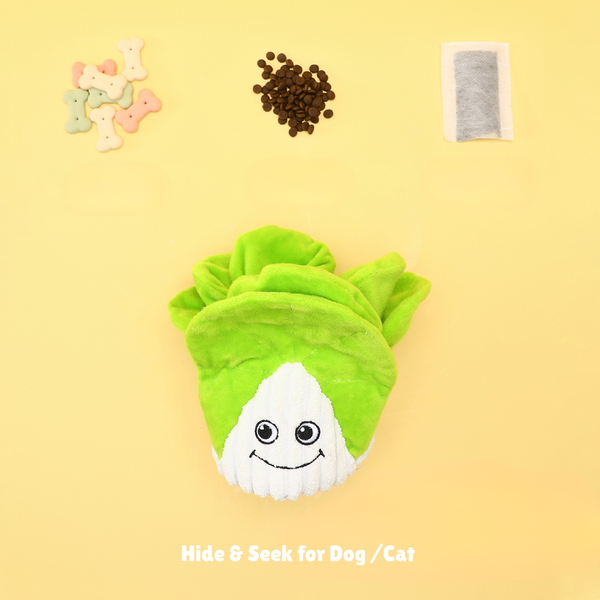 Fetch Hide-and-Seek Cabbage Plush Puzzle Interactive Toy for Dogs & Cats