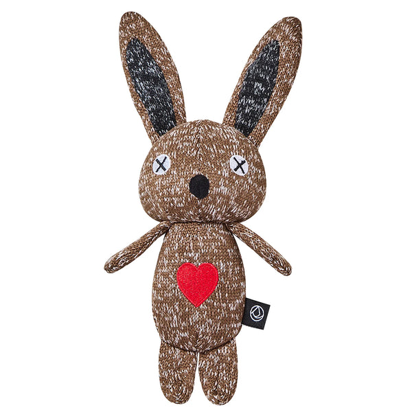 FAD Animal Plush Dog Toy - Brown Rabbit with Belly Heart & Squeaker
