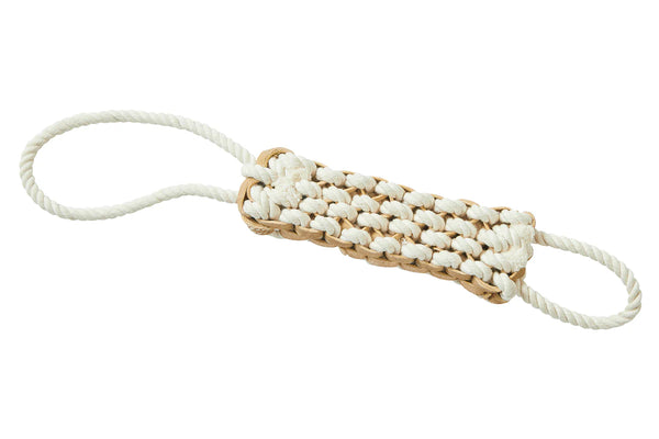FAD Leather & Cotton Dog Toy - Bone Shape for Tug & Play